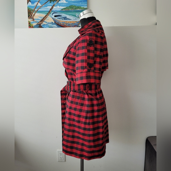 Burberry trench coat/dress in red Buffalo check - Picture 2 of 16